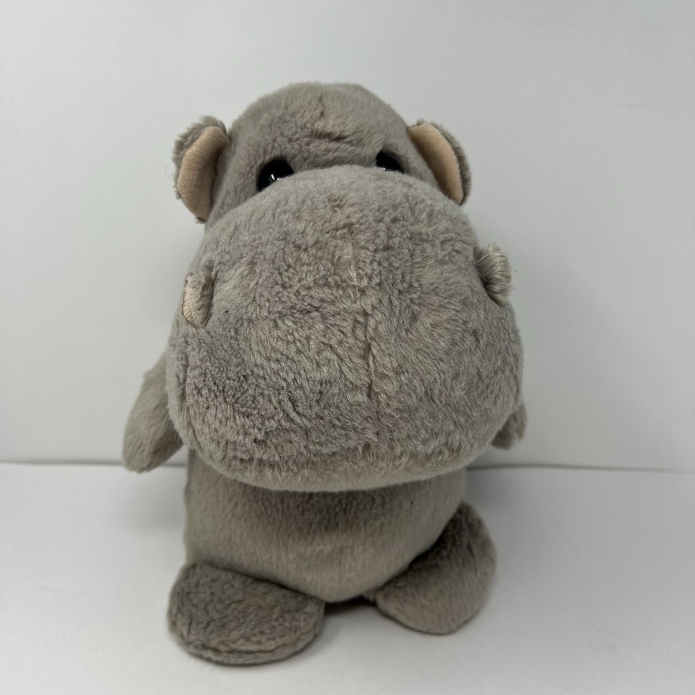 Gray Hippopotamus Hippo Fat Plush 11" Aurora Stuffed Animal Cuddly Soft Play Toy - Picture 4 of 16